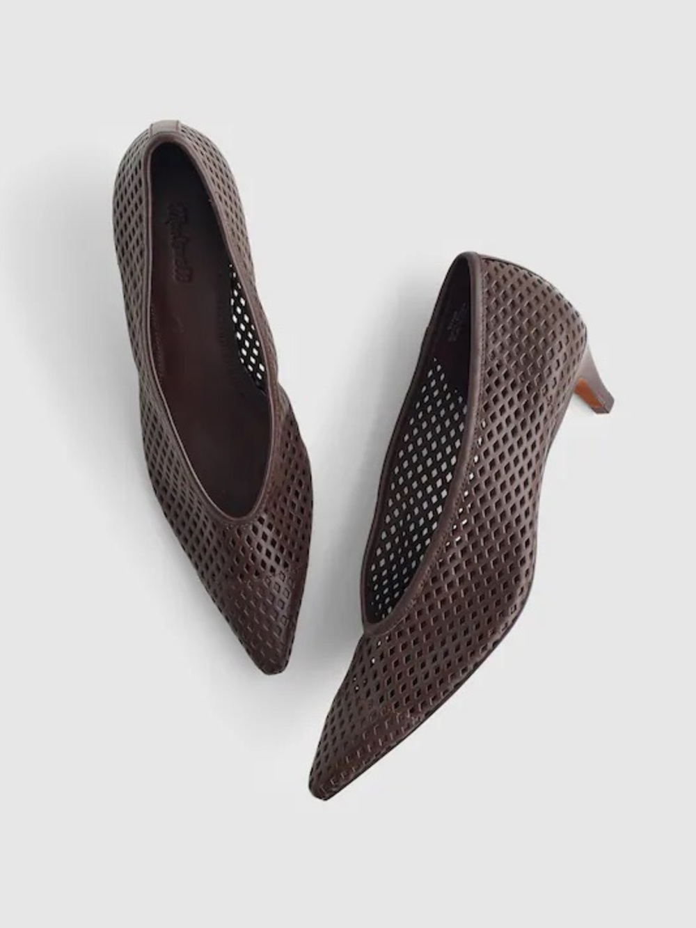 NWT Madewell The Emilie Glove Pump Woven Leather Espresso Brown Kitten Heel 5.5